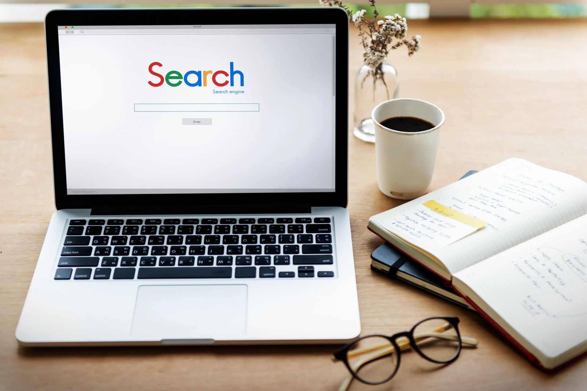 SEO content writing in Dubai shown through Google search results and content planning workspace